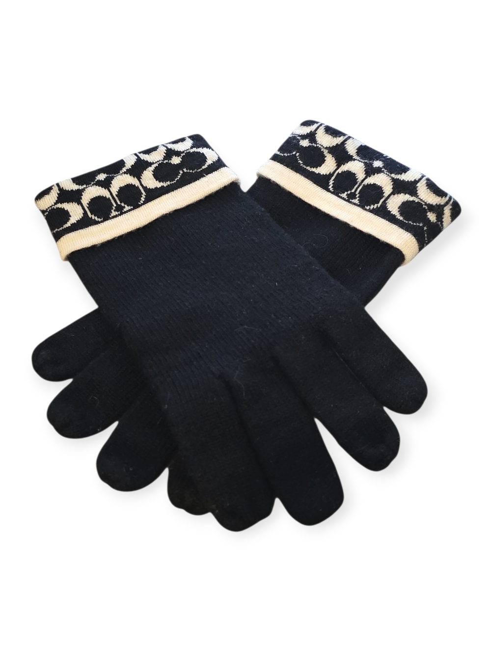 Women's NWOT Coach Signature 100% merino‎ wool gloves, one size